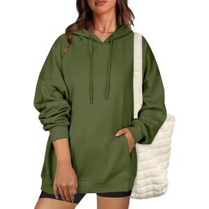 🆕 Women Green Pullover Sweatshirts Long Sleeve Fall Winter Coat Fleece Hoodies